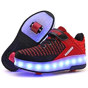 Wielschoenen Led-lichtstrip Met In-line In-line Automatische Telescopische Skateboard Sports Cross Trainer Trillingen Knipperende Gymnastiek Sneakers(Size:38EU,Color:D)