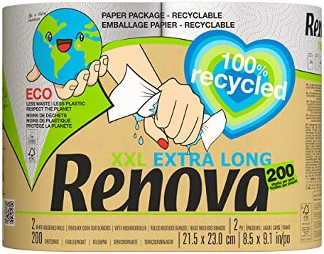 Renova Xxl Extra Long 200092167 Ręcznik Papierowy, Biały, 29 x 14.5 x 21.5 cm; 480 g, 2 Sztuki