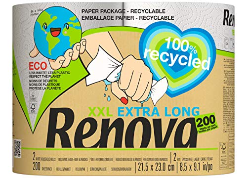 Küchenrolle Renova Recycled XXL Papiertuch, 2 Rollen, Weiß