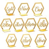 Cabilock 10 Stück Acryl Tischnummern 1-10 Gold für Hochzeit Bankett Party Wiederverwendbare Tischschilder mit Modernem Design für Empfang und Gastronomie