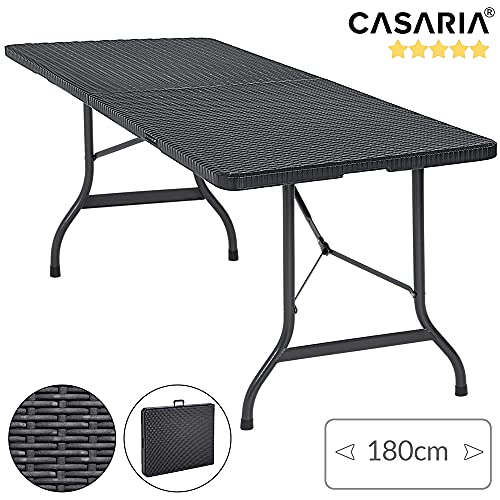 Table pliante effet polyrotin 180 cm robuste et imperméable Casaria - 7