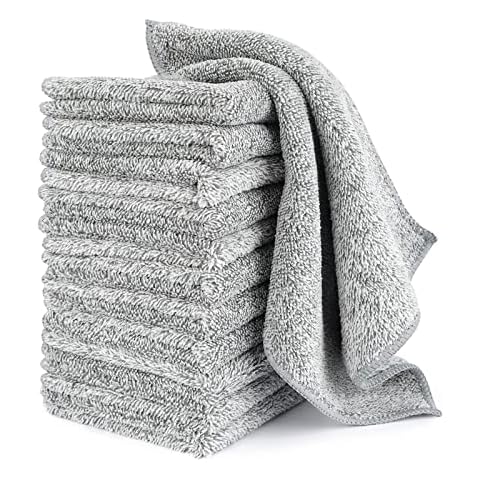 FGSAEOR Kitchen Cloth Dish Towels (12 Pack), Premium Dishcloths, Super Absorbent Microfiber Cleaning Cloth, Nonstick Oil Washable Fast Drying Dish Rags for Washing Dishes (Grey) Cover