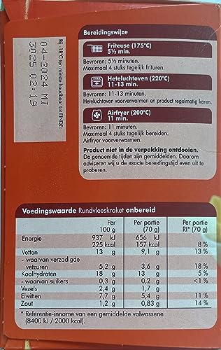 Set 2 x Mora Rindfleischkroketten 12 STK. à 70g I Rundvlees Kroketten aus Holland I Geeignet für Friteuse und Heißluftfriteuse oder Backofen I Kroketten mit Rindfleisch-Ragout I Rinderragout