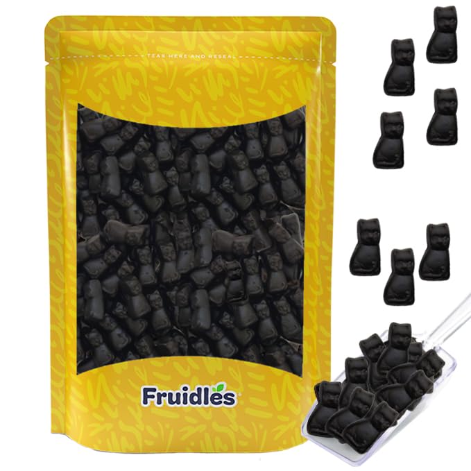 Fruidles Black Licorice Cats, Dutch Licorice Candy Gummies