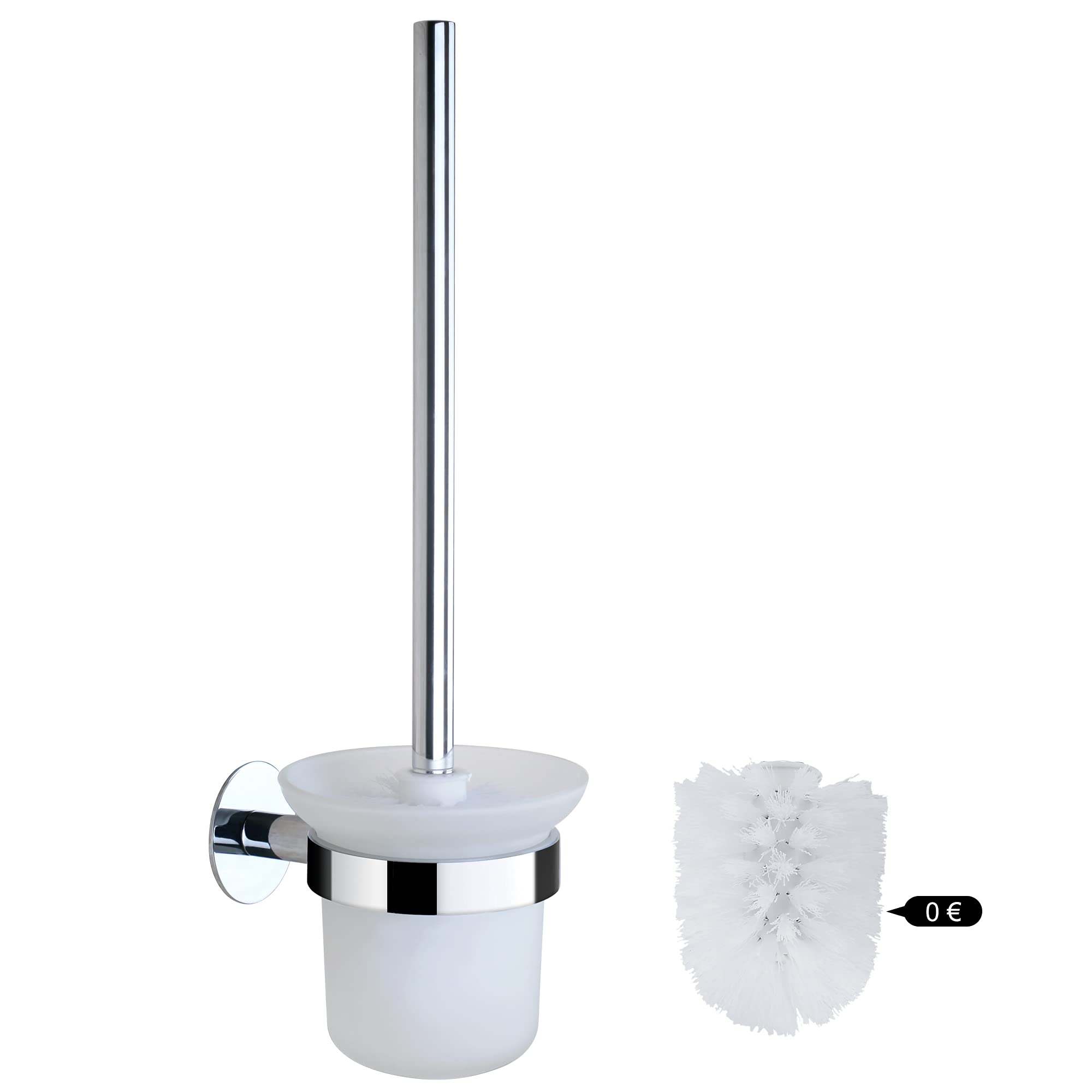 SetSail Scopino per WC, Porta Scovolino Bagno Compatto per WC, con Manico in Acciaio Inox 304, Spazzola per WC con Setole di Pulizia Durevoli, a Prova di Spruzzi, Nero