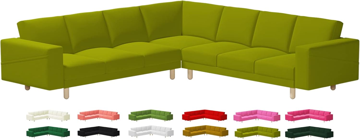 Custom Made NORSBORG Sectional Couch Velvet Replacement Cover Hand Made Fits IKEA NORSBORG 3+3 Corner Sectional Sofa,Only Cover. (Black)