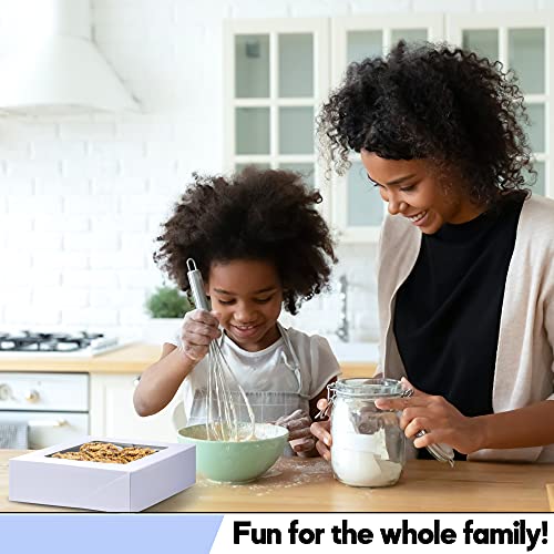 15 Pack White Bakery Boxes with Window - 6x6x3 Cookie Boxes - Small Charcuterie Boxes with Windows – 30 Cute Stickers and Twine – Extra Strong & Sturdy, Auto Pop-Up and Greaseproof Pastry Box - Thumbnail 7