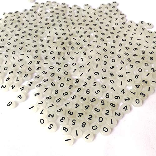 Image of Amaney 500pcs Number Beads 7x4mm Mixed Number Beads Acrylic Round Shape Loose Beads (Glowing in the Dark)