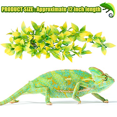 5Pieces Artificial Reptile Plants Lifelike Reptiles Terrarium Leaves Plastic Reptile Habitats Plant Amphibian Hanging Terrarium Plants Decorations With Suctioncups For Hermit Crab Lizards Geckos Snake #TOP1