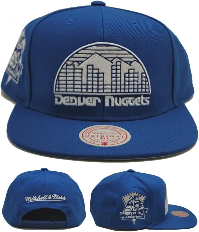 Mitchell & Ness Denver Nuggets New Back to Basics Blue White Snapback Era Hat Cap