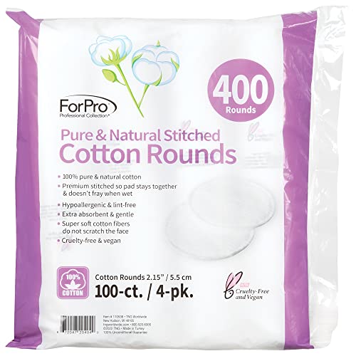 Forpro Professional Collection DG-1 Forpro Pure & Natural Stitched Cotton Rounds For Face (400-Count), 100% Pure Cotton Makeup Remover Pads thumb #1