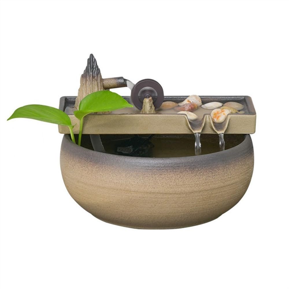 indoor Waterfall Streaming Water Attracts Wealth Ceramic Circulation Feng Shui Wheel Office Desktop Fountain Landscape Zen Feature