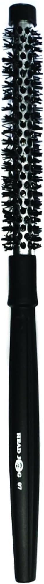 Head Jog Heat Retainer Hair Brush. Black & Silver Styling Round Hairbrush With Metal Barrel For Fast Drying. Round Vent Brush For Styling, Blow Drying, Straightening & Curling. (12mm)