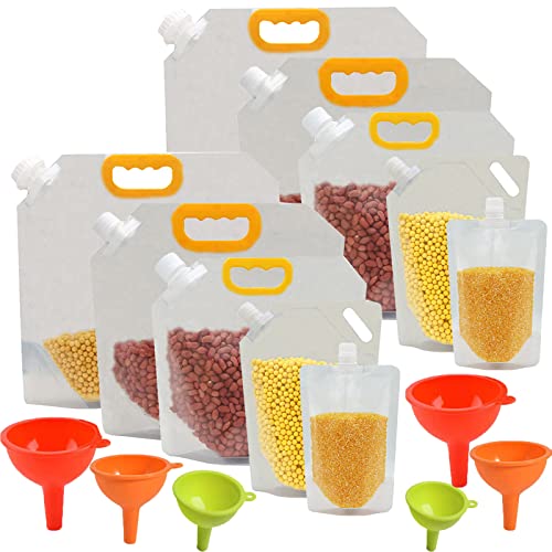 FETNHU Grain Moisture-Proof Sealed Bag, Transparent Grain Storage Suction Bags, Resealable Waterproof Airtight Smell Proof Packaging Baggies, Multipurpose Stand Up Food Storage Pouches (2set,10PCS)