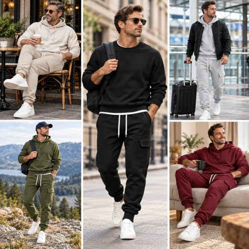 OTSANT Mens Cargo Jogger Pants Casual Sweatpants Tapered Fall Winter Wear - image 7