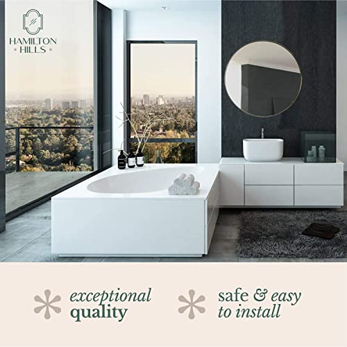 Hamilton Hills 30 Inch Large Gold Round Mirror Brushed Metal Framed | Contemporary Classic Deep Set Design | Wall Mount Circle Mirror For Home Decor | Round Vanity Mirror For Bathroom And Bedroom #TOP5