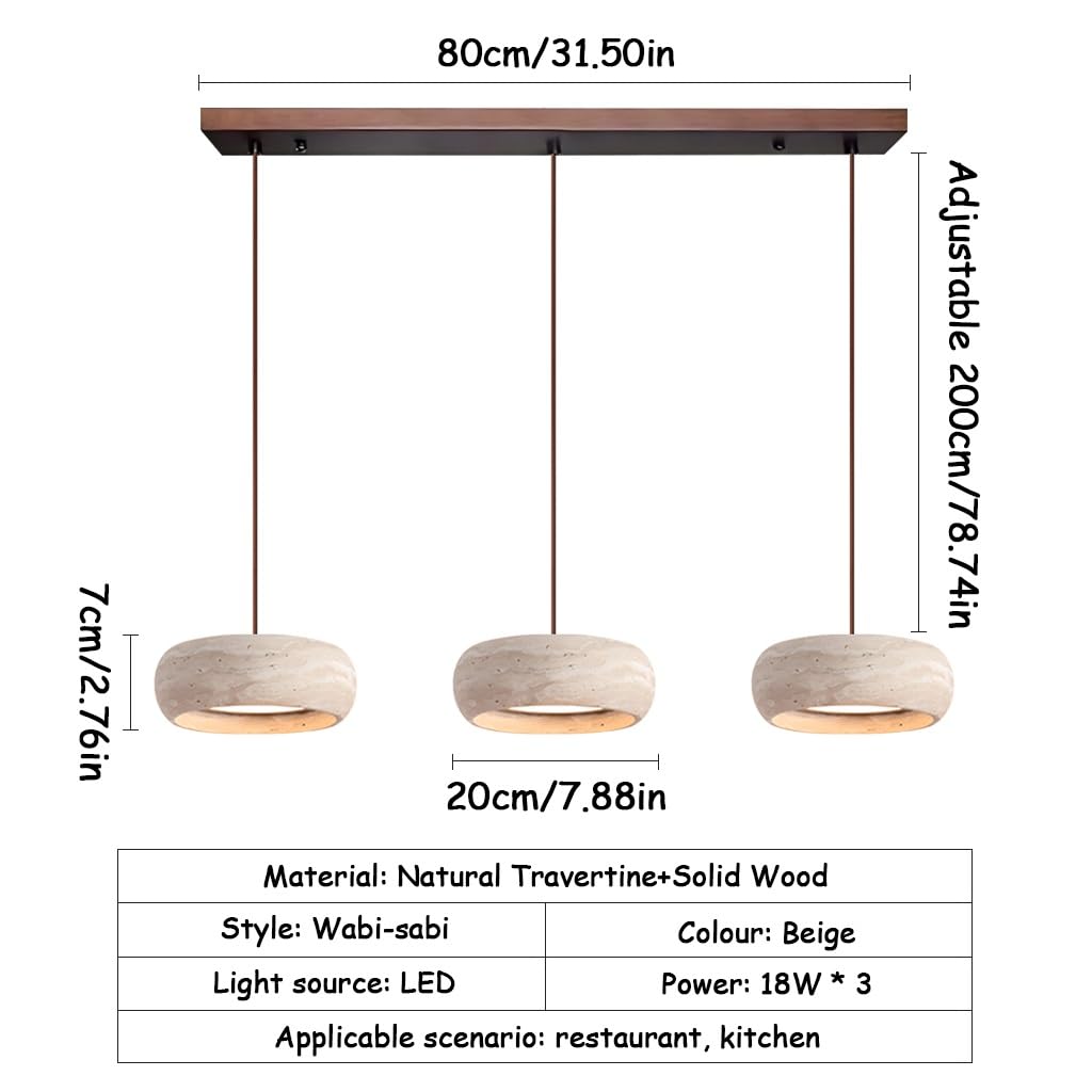 LED-Pendelleuchte Aus Holz Nordische Hängeleuchte Aus Gelbem Kalkstein Kreative Trommelförmige Kronleuchter Aus Naturstein Wabi-Sabi-Stil Geeignet Für Esszimmern Kücheninseln Wohnzimmern(A1)