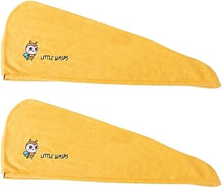 iSpchen Toalla para el pelo Super Absorbente Coral Vellón Toalla de Pelo de Microfibra Toalla de Pelo Engrosada Envoltura Engrosada 25 x 63 cm Secador de Pelo Colorido, Amarillo