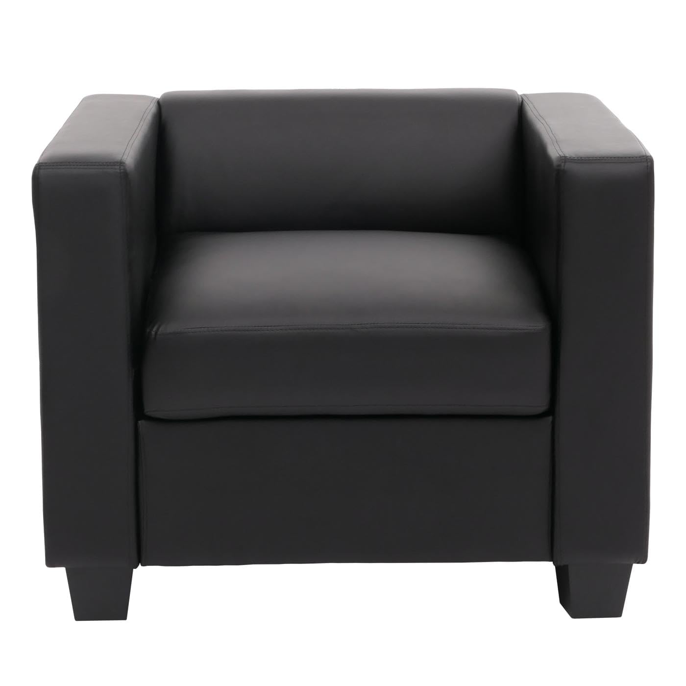 Mendler Salotto componibile Lounge Moderno Elegante Lille M65 Composizione 3-1-1 -Ecopelle Nero