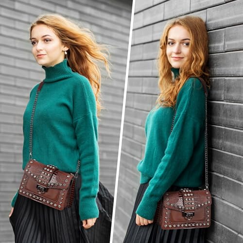 Image of Purse for Women Trendy Leather Shoulder Bag Ladies Crossbody Bags Vintage Crocodile Print Satchel Handbag for Women