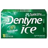 Dentyne Lot de 2 paquets de 16 bâtonnets de sucre glace à la menthe verte