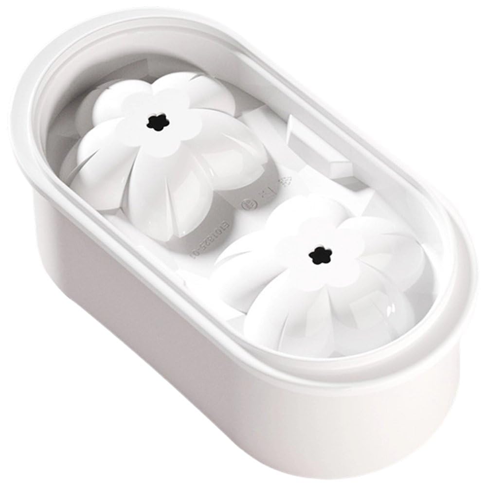 Danlai 2 Cavity Flower Shaped Ice Mold, Portable Freezer Tray for Cocktail Whiskey Chilled Drink Making