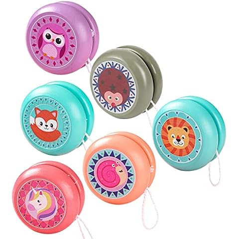 Zuzer JoJo Kinder YoYo Kinder Yo-Yos Spielzeug Yo Yo for Kids,Jungen Mädchen YoYo Balls Kinder Cartoon Tier Yo-Yo Kindergarten Puzzle Classic Nostalgic Spielzeug 6 Stücke Cover
