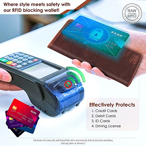 Raw Hyd Leather Long Wallets For Men – Rfid Blocking Mens Long Wallet – Full Grain Leather Mens Checkbook Wallet –Brown Western Wallets For Men – Durable Mens Wallets Bifold Leather Construction #TOP5