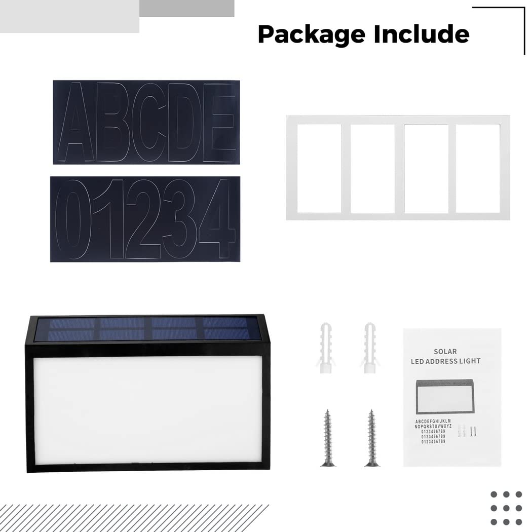 Numeri civici con luce per indirizzi, a energia solare, set di targhette a LED, impermeabile, per parete, porta, garage, recinzione, cortile, batteria ricaricabile, numeri e lettere fai da te