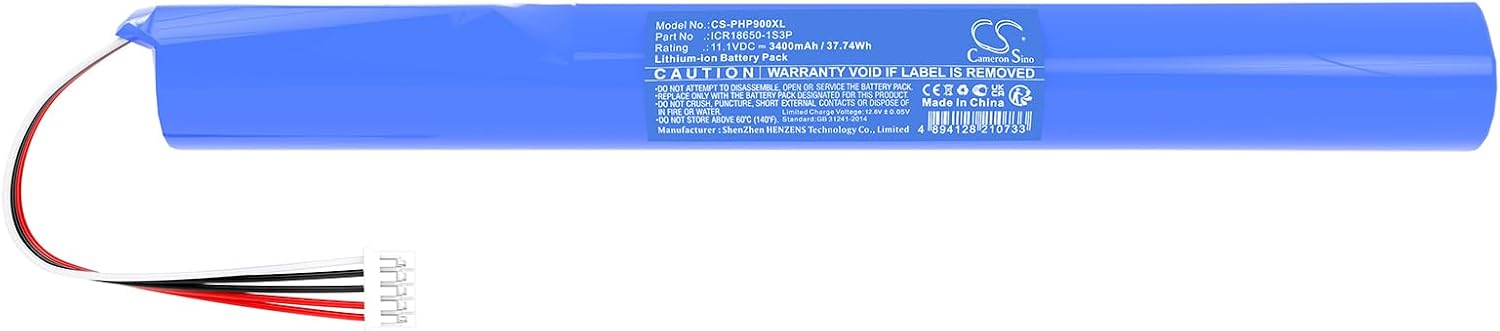 Battery for Philips Fidelio P9, P9BLK/98, P9SLV/98, P9WHT/10, P9XBLK/10 PN:Philips ICR186&50-1S3P 3400mAh / 37.74Wh