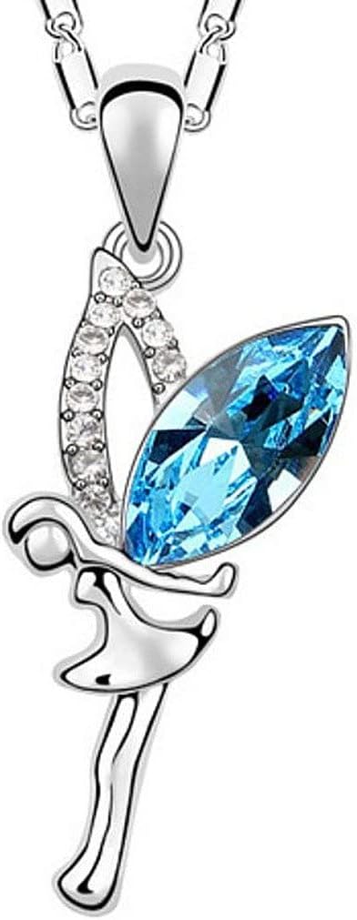 Infinite U Austrian Crystal Silver Plated Elf Angel Pendant Necklace for Women/Girls/Teenagers