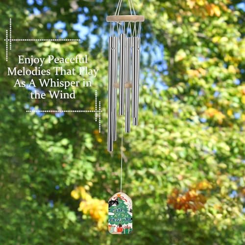 Carillon éolien en aluminium résistant aux intempéries avec design chats - 6