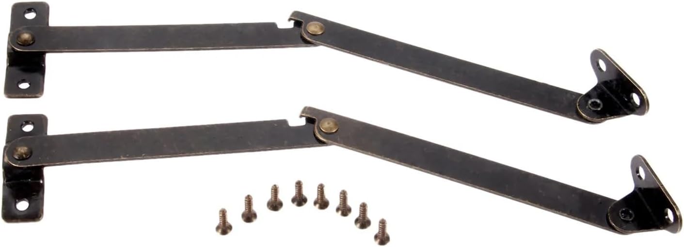 2Pcs Antique Furniture Fittings Cabinet Hinges Jewelry Wood Boxes Lid Support Decorative Cupboard Door