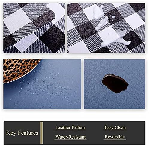 Miniatura 4 de XINYUN Juego de 6 manteles individuales reversibles de piel sintética ecológica, impermeables, para interiores, resistentes al calor,