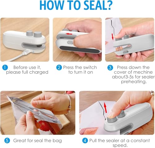 Image of 2 in 1 sealer with cutter Plastic bag sealer machine heat sealer machine for plastic bag packaging Packet Sealer for Food, Snacks, Chips, Fresh Storage (Multi Colour) | 1 Piece