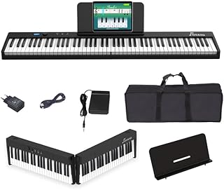 Faltbares Klavier mit 88 Tasten Piano Full Size Semi Weighted, Faltbares Klaviertastatur mit MIDI Bluetooth, Klaviertasche, Folding Piano Keyboard für Anfänger Geschenk pinao