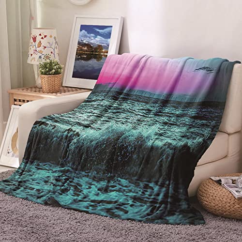 Couverture polaire flannel KnSam grand confort bleu eau de mer
