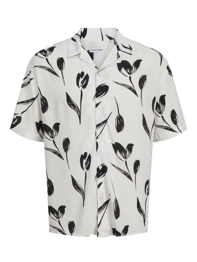 JACK & JONES JJEJEFF Charge Resort Shirt SS SN, Cloud Dancer, M