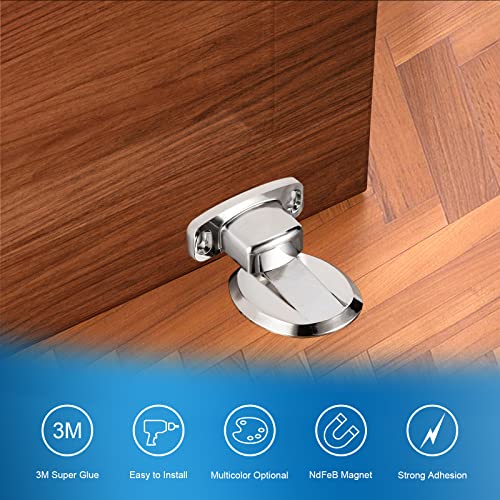 Ggienrui Magnetic Door Stopper Floor Door Stop Magnetic Heavy Duty Door Holder For Keep Door Open With 3M Self Adhesive And Conceal Screw Mount, 1Pcs, Silver #TOP2