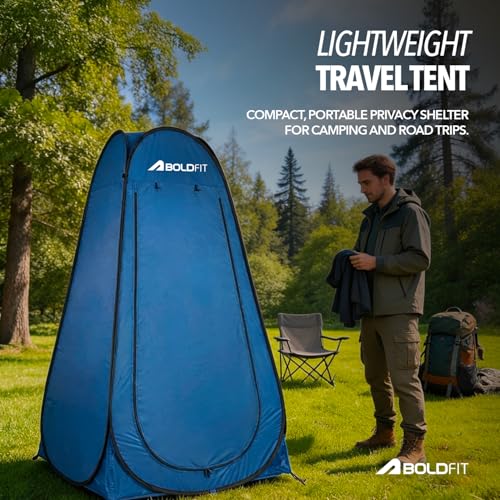 Image of Boldfit Instant Pop-Up Privacy Tent for Camping & Travel, Waterproof Portable Changing Room, Shower & Toilet Tent with UV Protection, Foldable Outdoor Shelter for Beach, Hiking & Camping Use