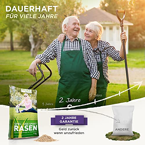 Premium Rasensamen schnellkeimend 1kg = 30-40m² Rasen | dürreresistent, robust, tiefgrün | Ideal für Neuansaat und Nachsaat | Rasensaat Grassamen Sport und Spiel - Image 6