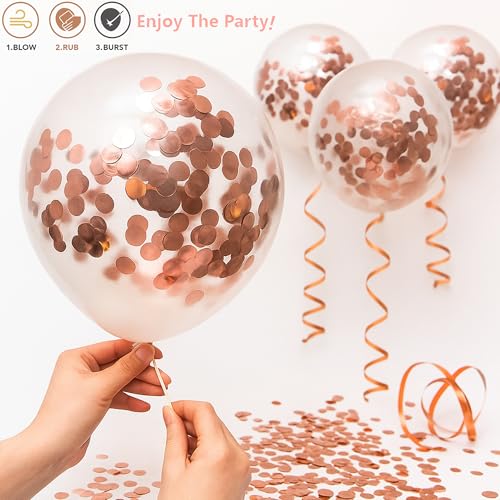 Image of Rozi Decoration Black & Rose Gold Birthday Party Combo Kit | 23-Piece Set with Foil Curtains, Metallic & Confetti Balloons, Happy Birthday Banner | Rubber Latex Balloons