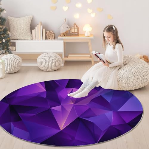 Tapis rond lavable violet : la solution antidérapante pour salon - 4