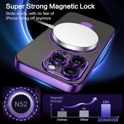 Coque iPhone 15 Pro Max fine magnétique violette pour éviter les bris d'écran