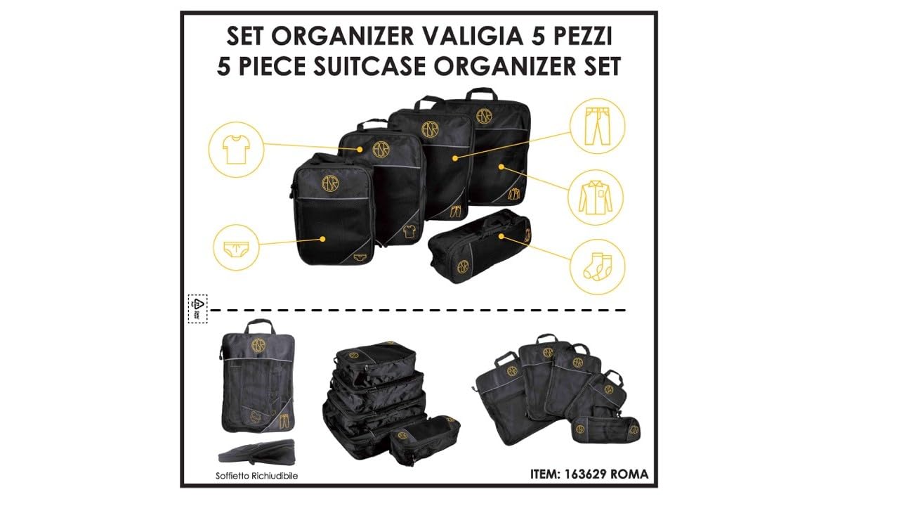AS Roma ORGANIZER VALIGIA 5 PEZZI - black