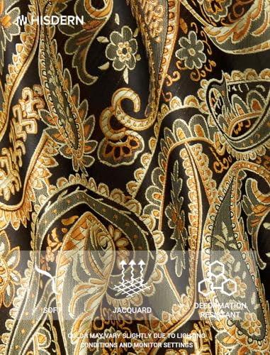 Image of HISDERN Extra Long Ties for Men Classic Floral Tie and Pocket Square Elegant Silk Necktie Handkerchief Set Wedding Party