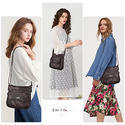 Image of Angelkiss Small Womens Crossbody Bag Leather Shoulder Purse for Women Hobo Bag with Adjustable Shoulder Strap