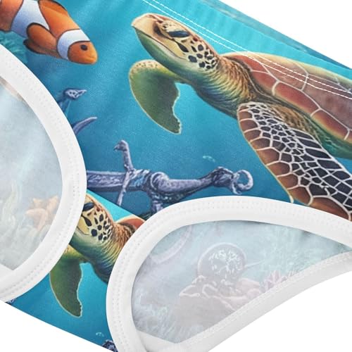 Girls Underwear Toddlers 2t Cotton Cute Panties Girl Animals Briefs Underpants Vibrant Underwater Sea Turtle4