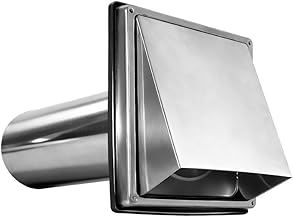 Ventilación de campana de escape de acero inoxidable de 100 mm con protección resistente al viento y a la lluvia, rejilla de salida exterior, interior, exterior para ventilación extractora de