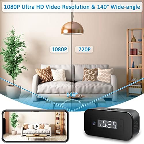 Diprevo Wi-Fi Spy Camera, 1080P HD Hidden Camera Clock, Wireless Mini Nanny Cam, Small Covert Indoor Home Office Security Surveillance Cameras Audio Video Recorder Spy Cam